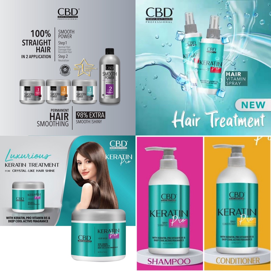 CBD PROFESSIONAL BUNDLING - 1 hair mask,  1 keratin spray , 1 shampoo , 1 conditioner ( 4 ITEM )