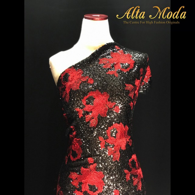 

Alta Moda Sequins Full Bordir Rose - Black And Red (1M)