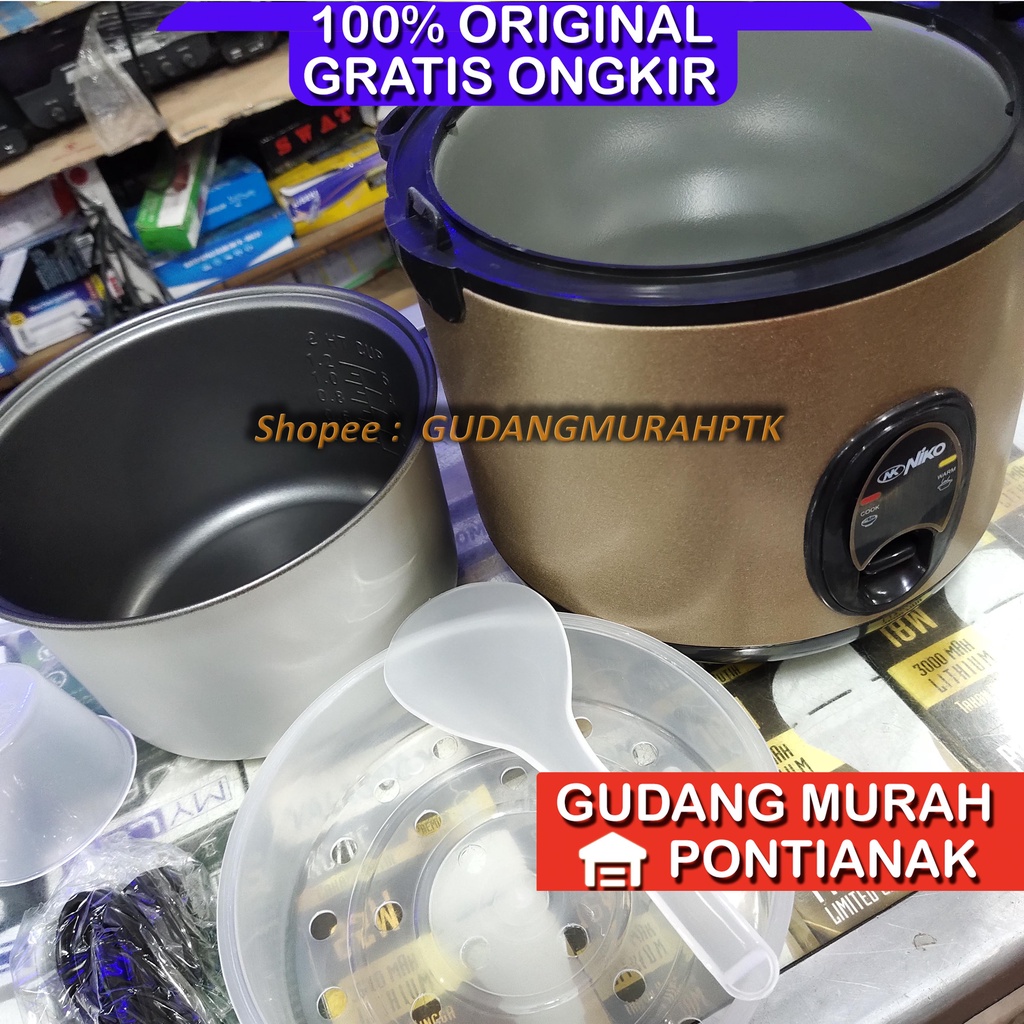 Magic Com niko Motif EMAS Kuning GOLD/Rice Cooker niko NK 12 / penanak nasi 1,2 Liter serbaguna memasak sekaligus menghangatkan