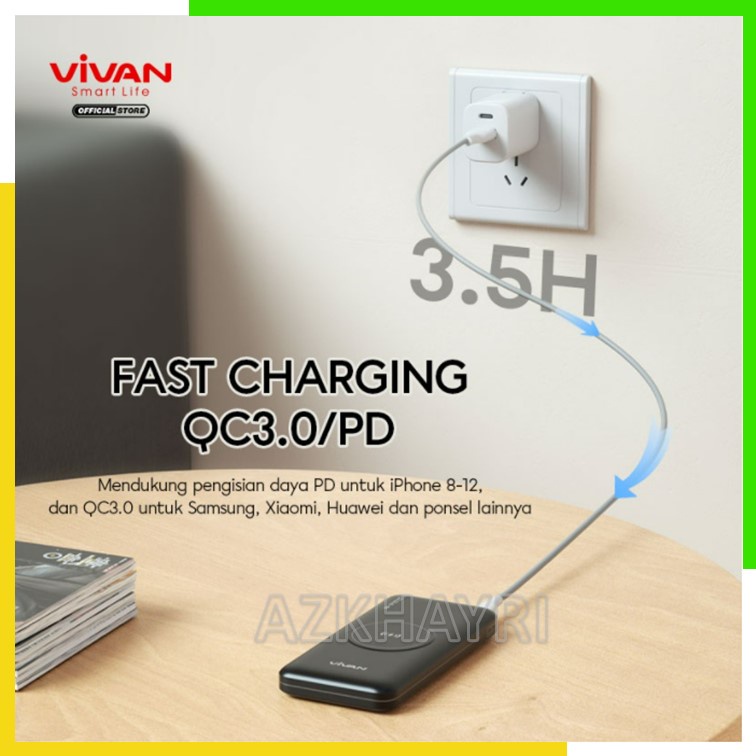 VIVAN Powerbank 10000 mAh VPB-W11 Wireless Fast Charging 20W QC3.0 PD Type C Power Bank