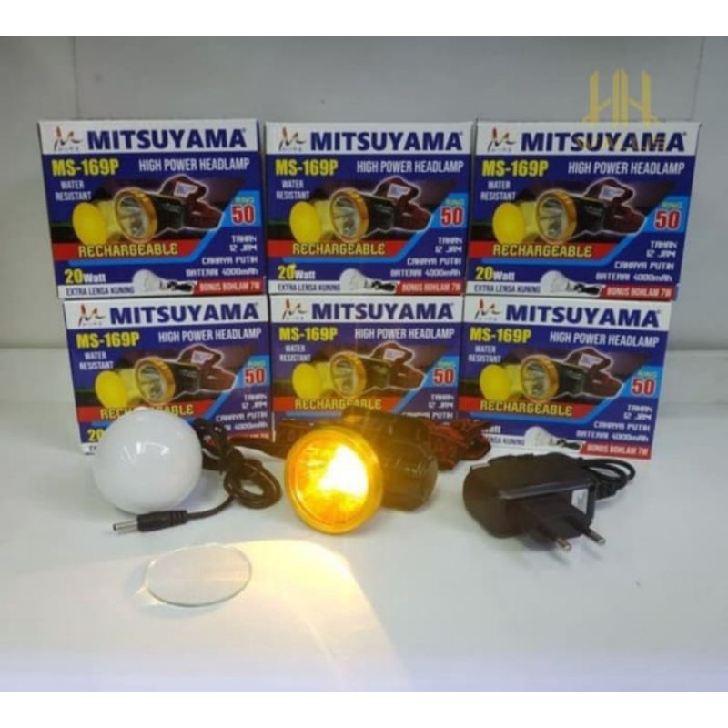 Senter Kepala Mitsuyama 20 Watt Headlamp MS169P MS-169P Bonus Lampu