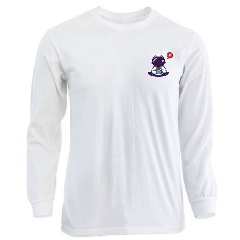 Noveli wear - Kaos distro Logo Astronot 010 kaos murah lengan ujung pakai ban atau rib | kaos lengan panjang dewasa pria wanita oversize jumbo