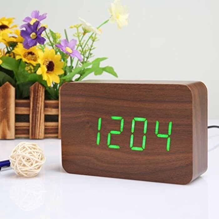 Jam Weker Alarm Kayu Digital Voice Control / JAM KAYU DIGITAL / JAM WEKER KAYU DIGITAL LED Medium