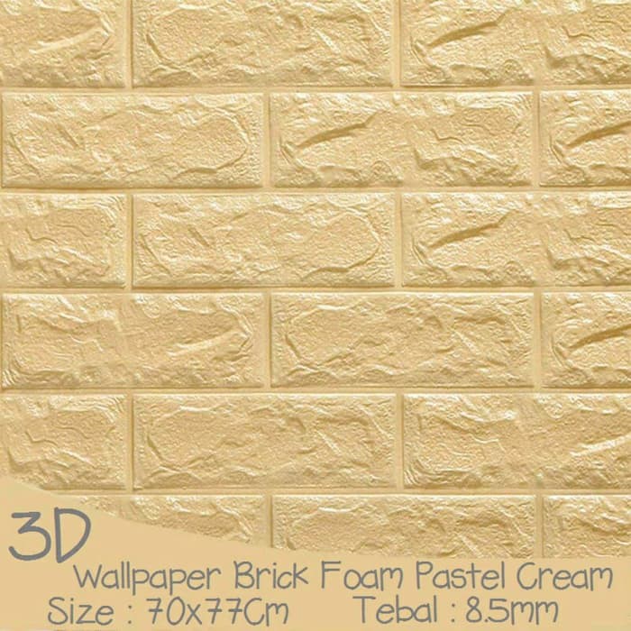 ALL WALLPAPER 3D BRICK FOAM CREAM WALLPAPER DINDING BATU BATA CREAM Berkualitas