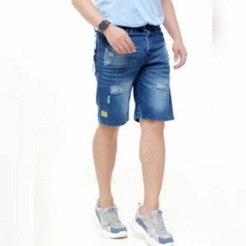 [Bisa COD]Celana Jeans Pendek Sobek Pria Wisker Jeans Pendek Ripped Robek Pria Premium