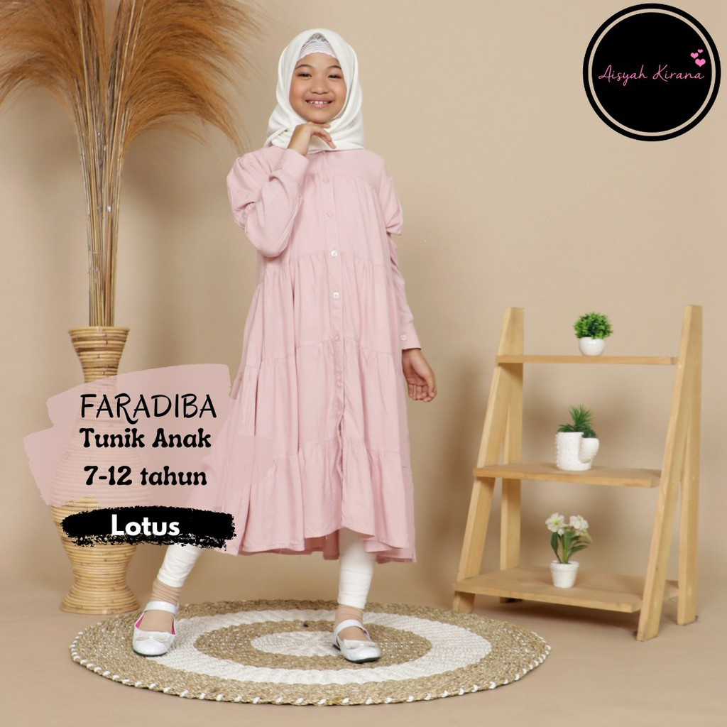 FARADIBA TUNIK ANAK remaja usia 7-12 tahun katun rayon adem