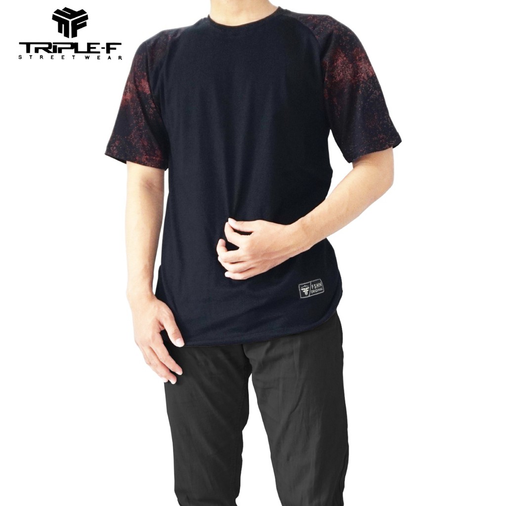 Triple F Raglan T-shirt Motif-black motif red L