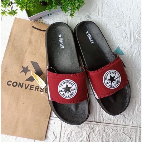 SANDAL SLIDE PRIA WANITA CONVERSE BLACK GRADE A / SANDAL SLOP CONVERSE BLACK PREMIUM-6