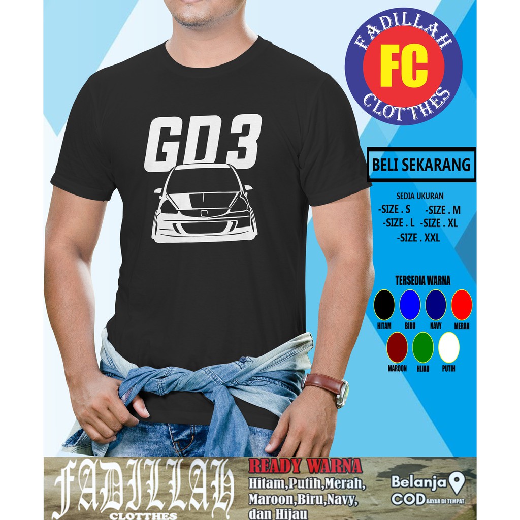Kaos Mobil Honda Jazz GD3 Siluet Baju Otomotif