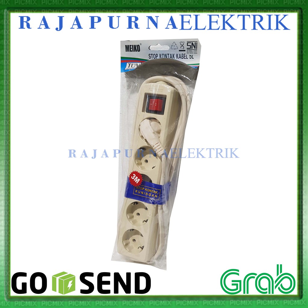 Stop Kontak 5 lubang - saklar on-off - kabel 3 meter 3m - SNI - MEIKO