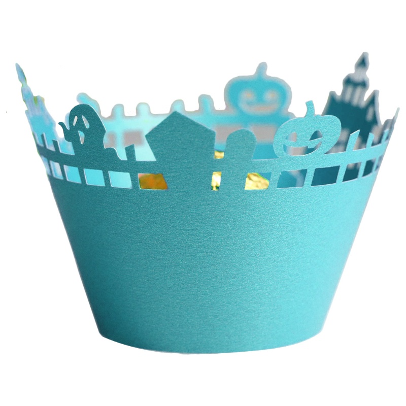 Zzz 100Pcs Kertas Wrapper Cupcake Motif Halloween Hollow Out