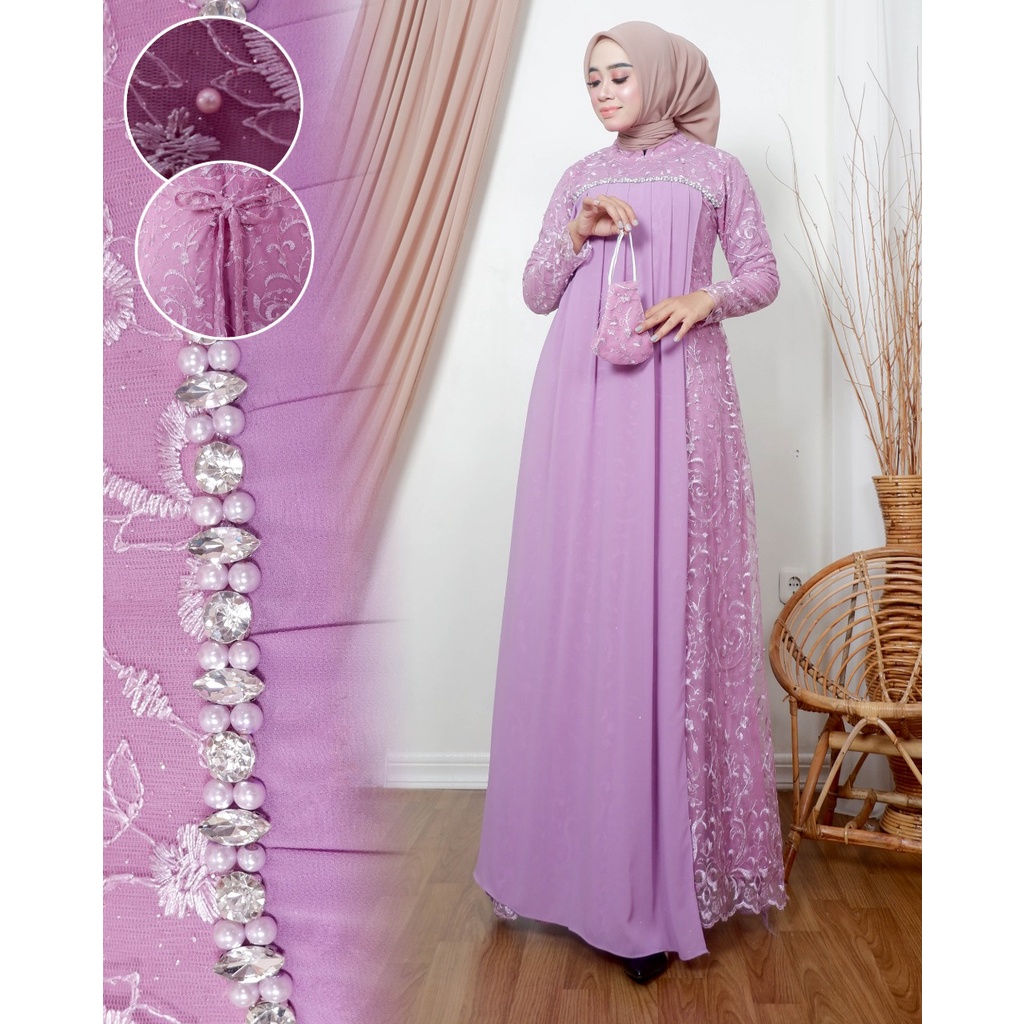 AK - GAMIS TASYA GAMIS PESTA GAMIS PAYET GAMIS MODERN GAMIS MEWAH DRESS PESTA DRESS MEWAH DRESS PERNIKAHAN DRES LEBARAN GAMIS WISUDA BAJU SERAGAM OUT FIT WANITA FASHION MUSLIM-LILAC