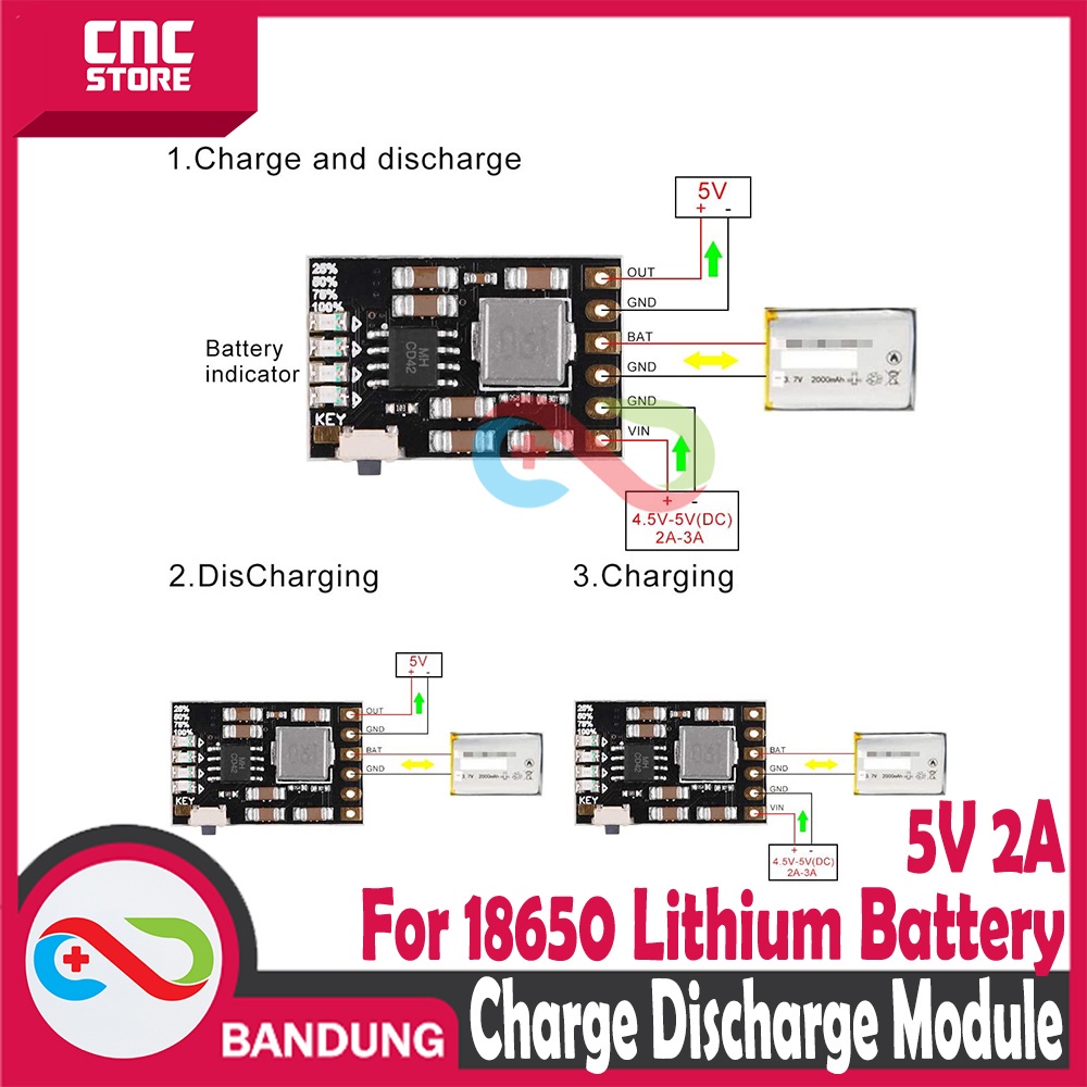 CHARGE AND DISCHARGE MODULE 3.7V 4.2V 18650 LITHIUM BATTERY 5V 2A