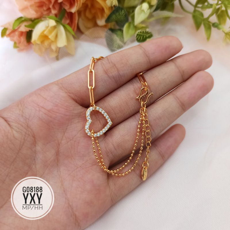 Gelang Yaxiya Rantai Mix Love Zircon G08188