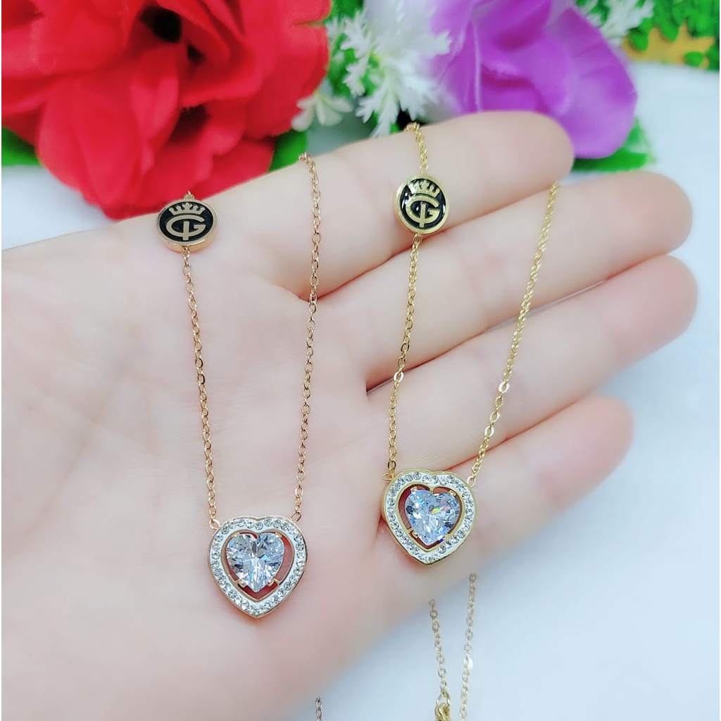 Kalung tirtanium permata perhiasan fashion 0437-0438