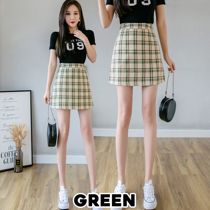 KARAKOREA 828 Mia Skirt/Korean Mini Skirt/Rok Pendek/Motif Kotak Kotak Gaya Korea/Rok Korea Skirt