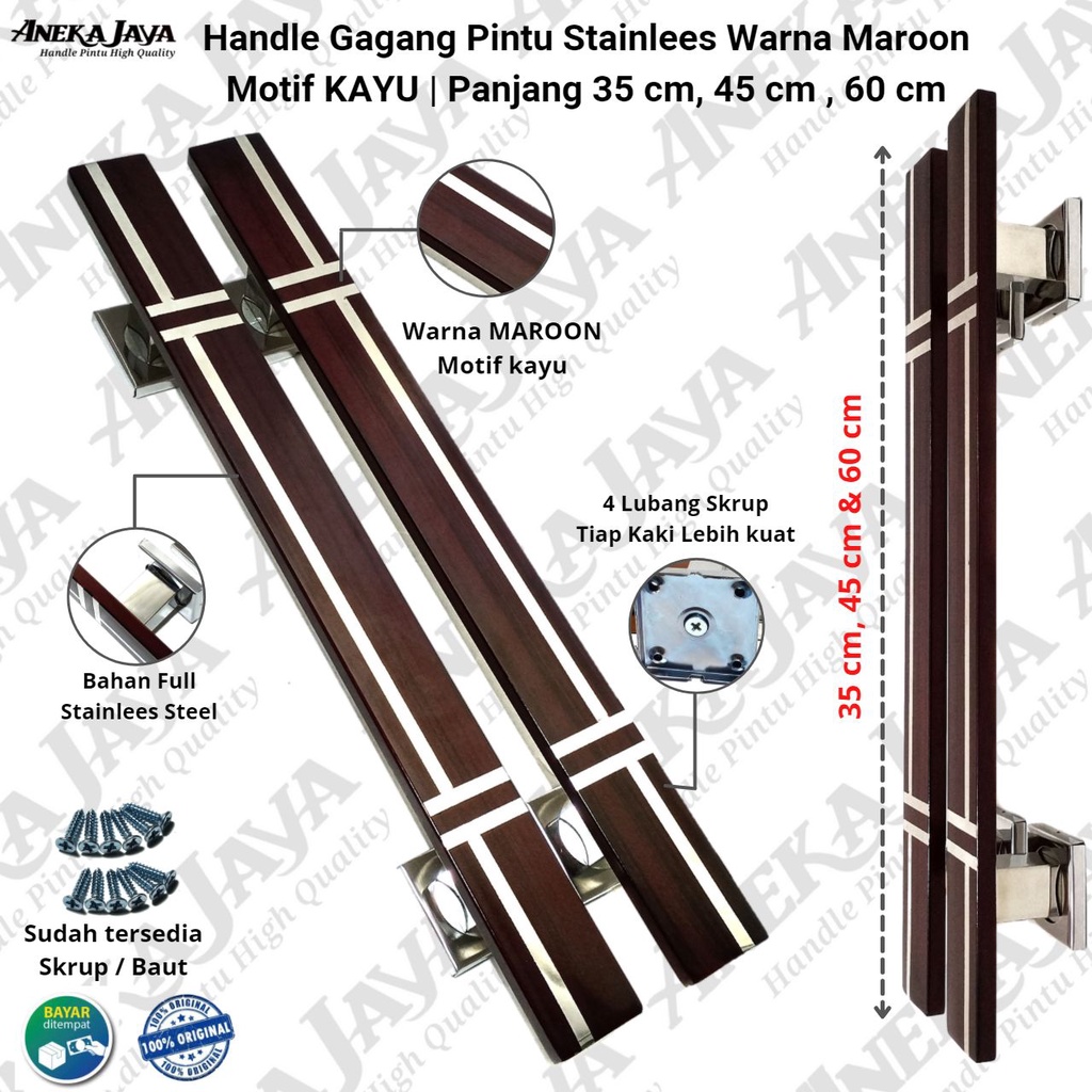 1 satu set Kunci Handle Pintu rumah 60 cm 45 cm 35 cm Gagang Pintu rumah Tarikan Pintu rumah Pegangan Pintu rumah murah awet ANTI KARAT