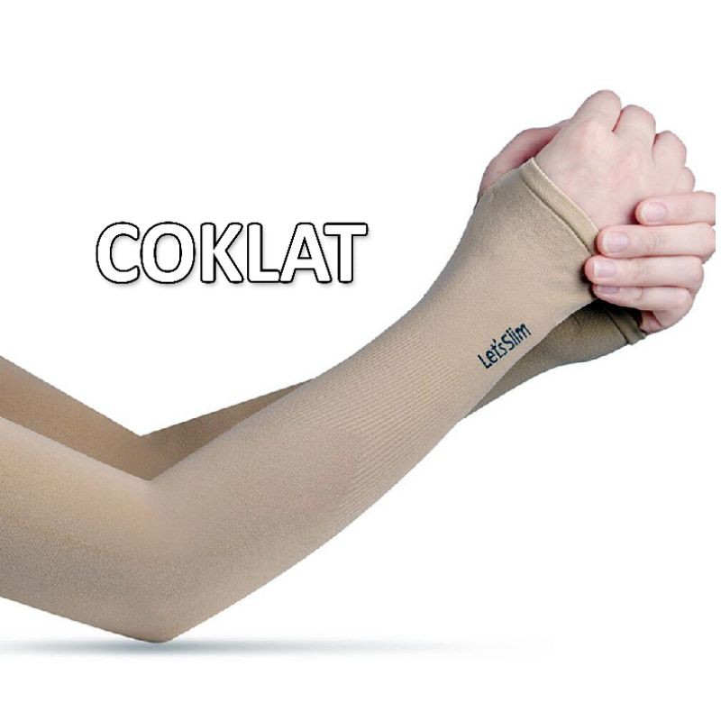 MANSET TANGAN OUTDOOR LETS SLIM AQUA X COOL / PELINDUNG LENGAN ANTI UV / ARM SLEEVE / LONG SLEEVE-COKLAT