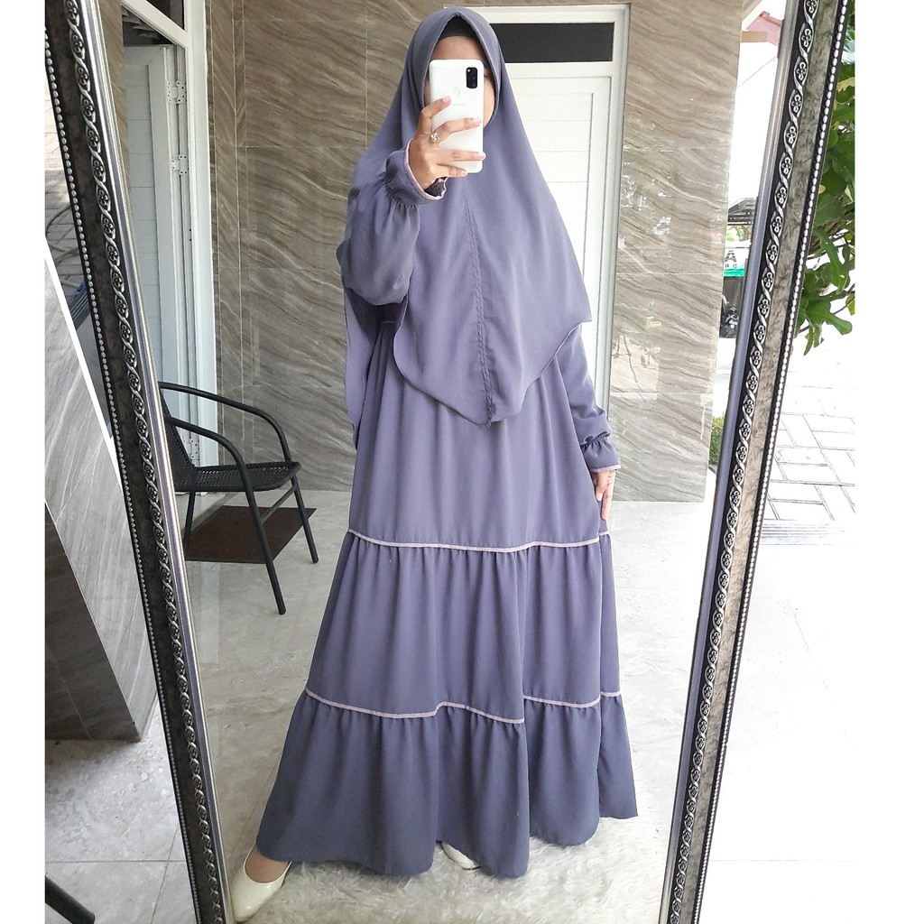 Gamis Wolfis Susun Set Hijab Pet Anthem/ Gamis Wolfis Syar'i Set Hijab