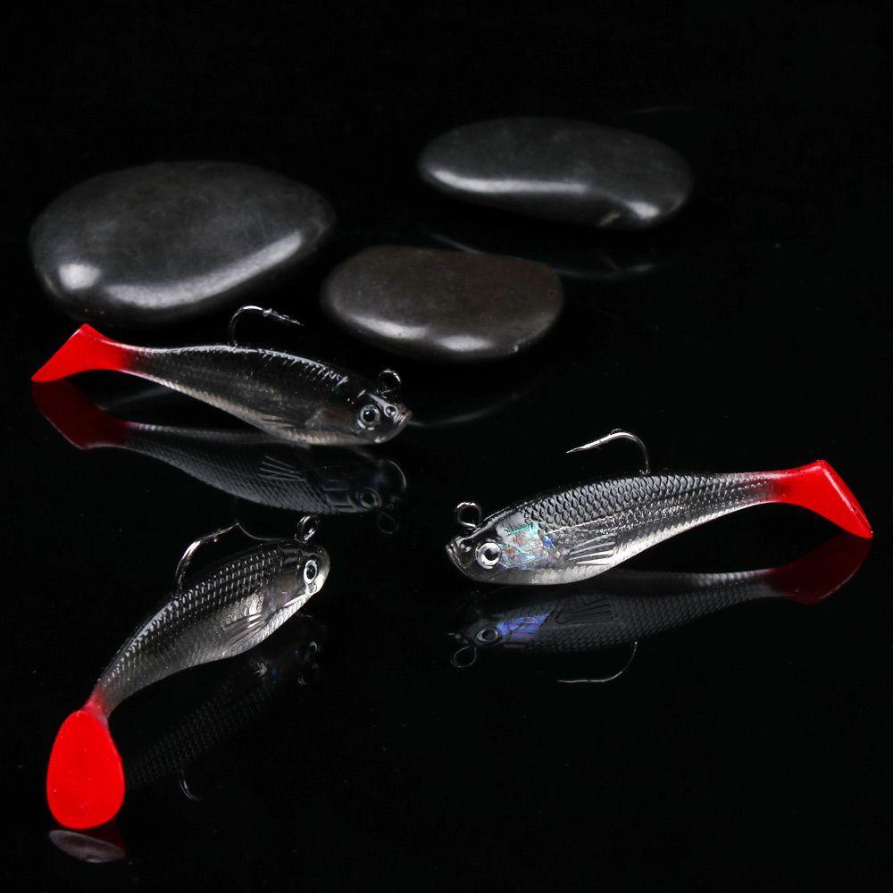 TOP 5pcs /Box Lure 9.5g /80mm Perlengkapan Ikan T Ekor Memimpin Ikan Swimbait