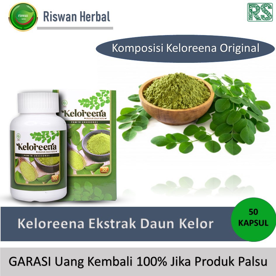 Obat Herbal Meriang Demam Flu Dan Batuk Berdahak Anak &amp; Dewasa Alami Keloreena 50 Kapsul