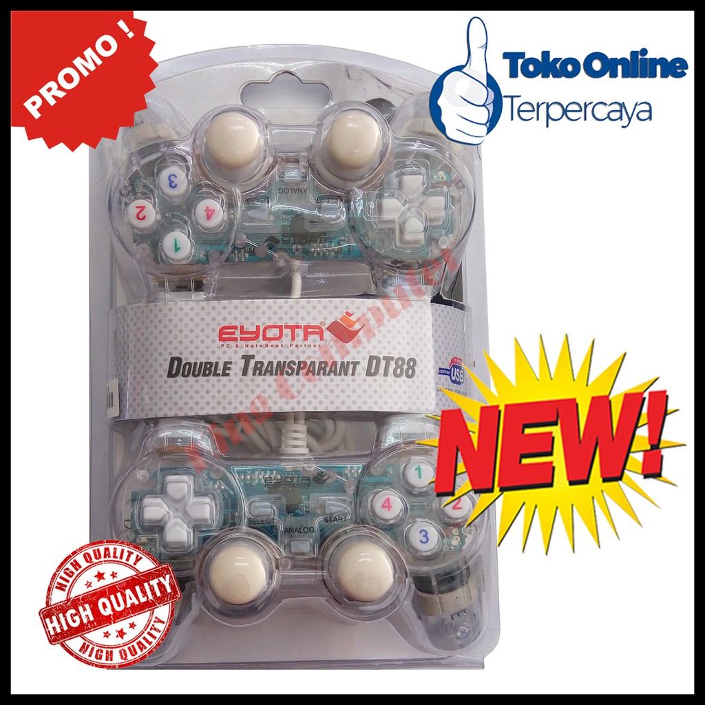 GAMEPAD /JOYSTICK DOUBLE USB PC dan LAPTOP (Transparant)