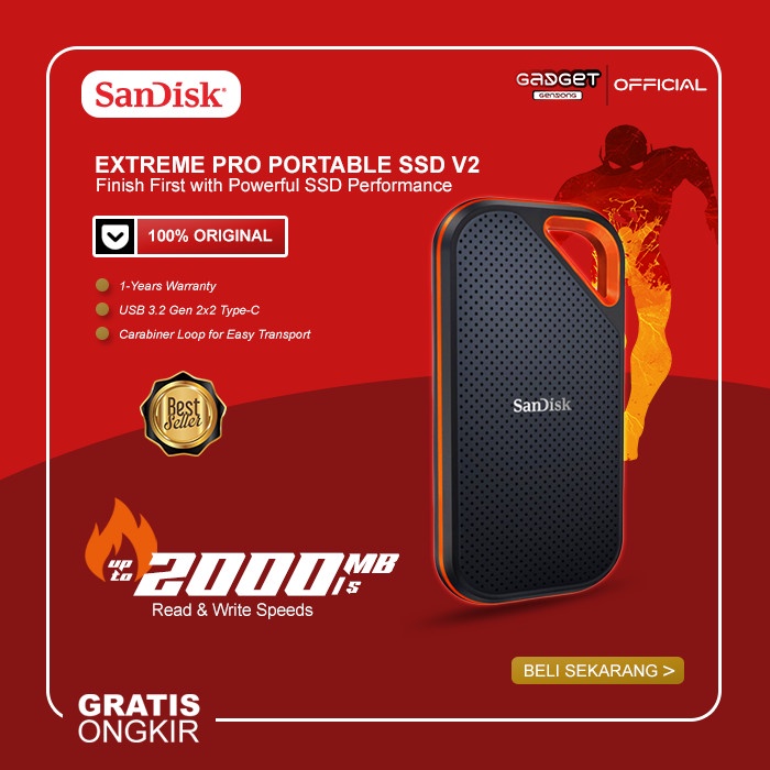 Sandisk SSD 2TB - 1TB Extreme PRO Portable V2 USB Type C 3.2