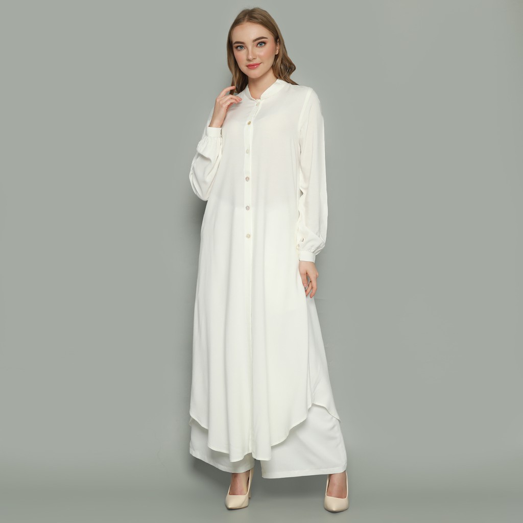 Maxi Dress Gamis Putih Bahan Rayon Premium