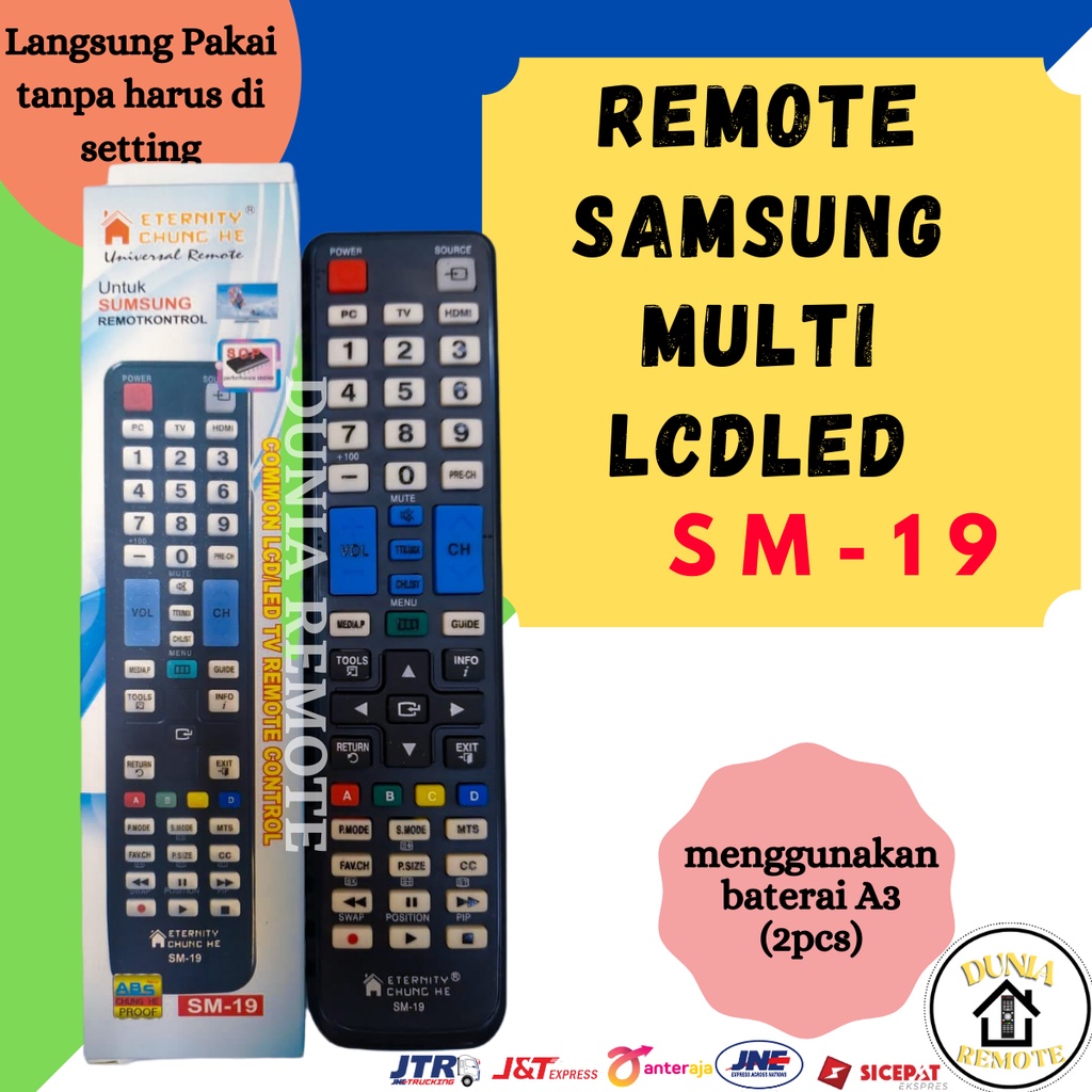 Remot Remote TV SAMSUNG MULTI TV LCD LED UNIVERSAL SM19 tanpa setting