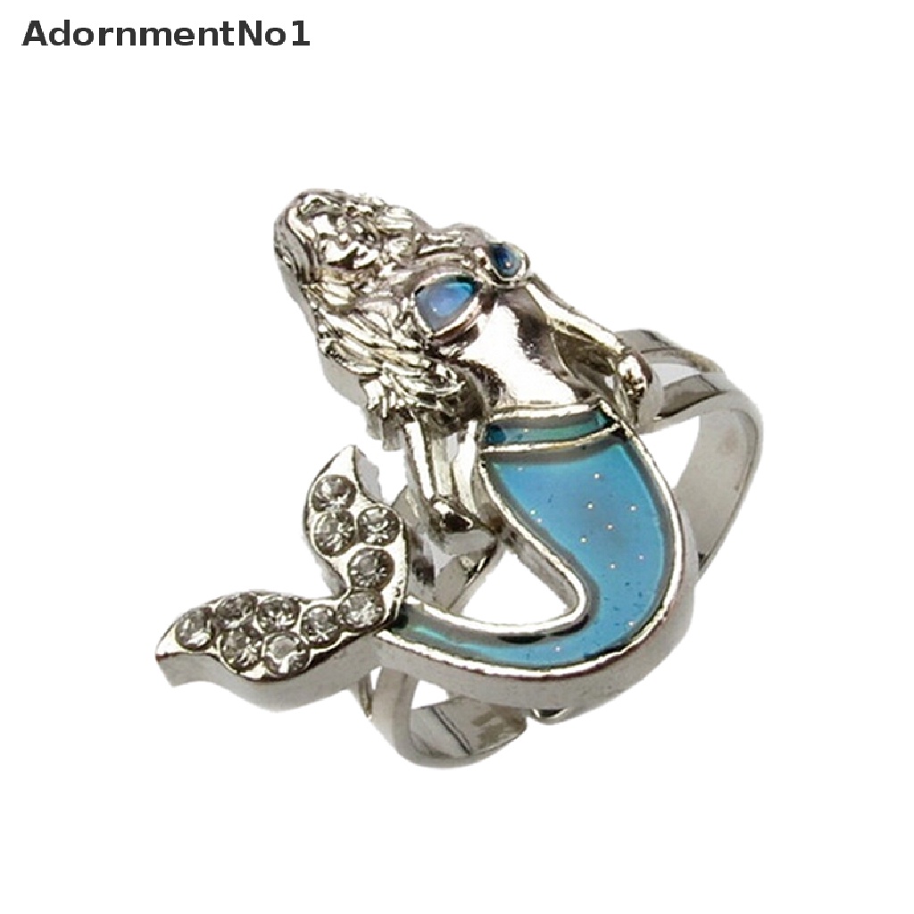 (AdornmentNo1) Cincin Mood Ring Adjustable Desain Ekor Mermaid Berubah Warna Sesuai Emosi