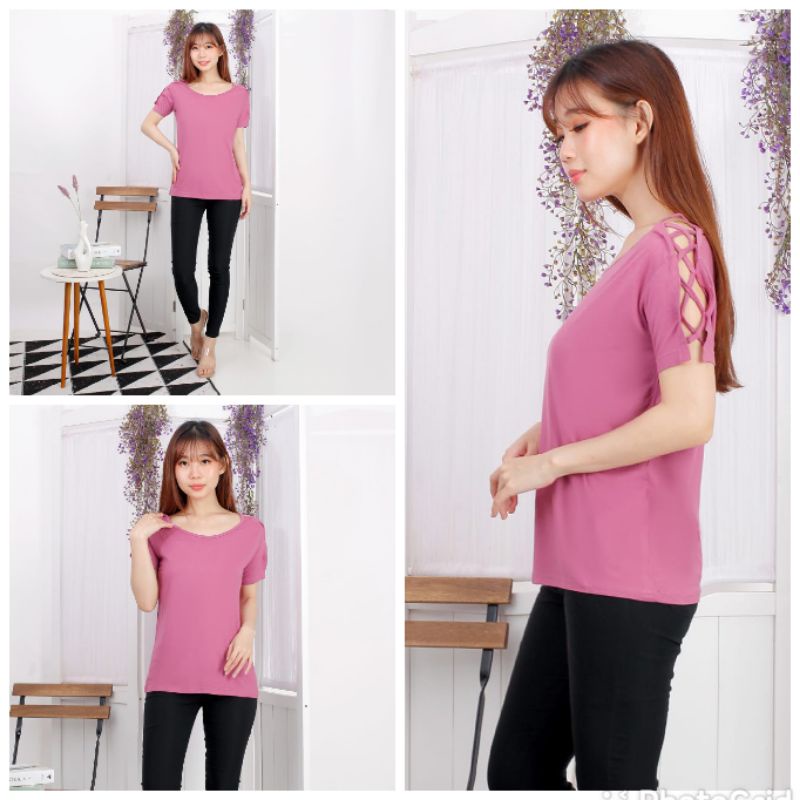 Blouse bahubolong tali silang viki spandex rayon