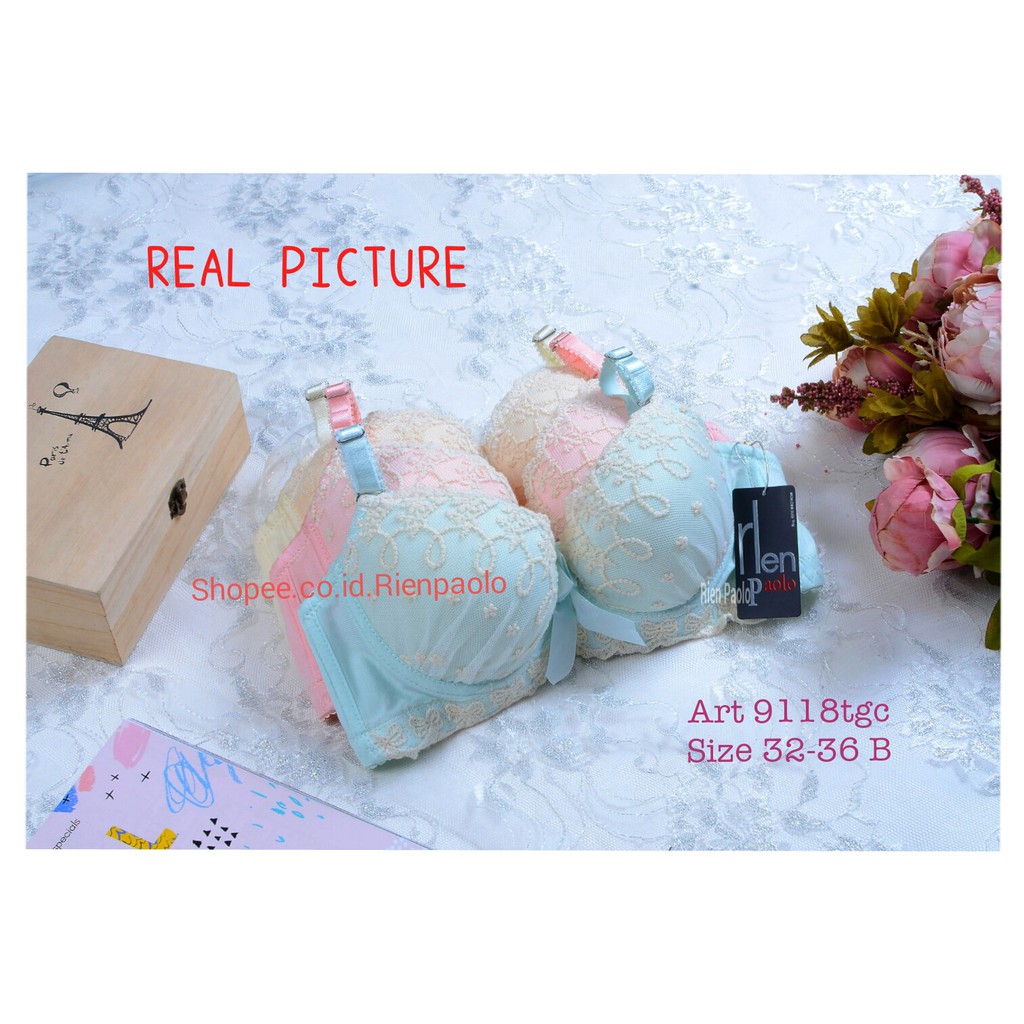Bra Wanita Push Up BH Kawat CD Lingerie Set Sexy Hot Polos Bordir Bunga Premium Rien Paolo 9118