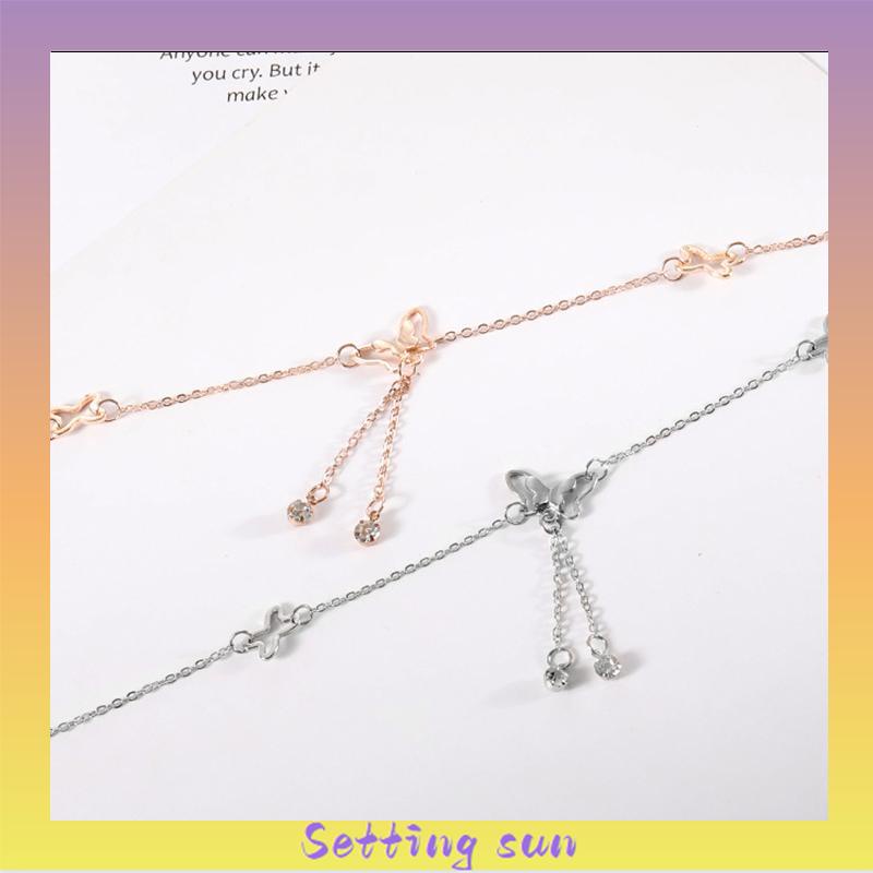 Fashion Gelang Kaki Dan Tangan Rantai Alloy Ala Korea Dengan Liontin Butterfly Kupu-kupu  TN