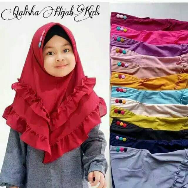 Bani batuta hijab anak/jilbab rempel kancing