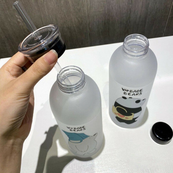 Botol Minum We Bare Bears 1000ML Botol Minum Anak Kartun Miniso 1L - Ice Bear