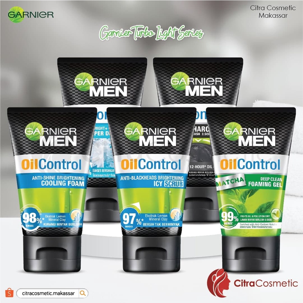 Garnier Men Turbo Light Series 100 | 50 | Oil Control | Icy Scrub | Matcha Foam | Cooling Foam | 3In1 Charcoal