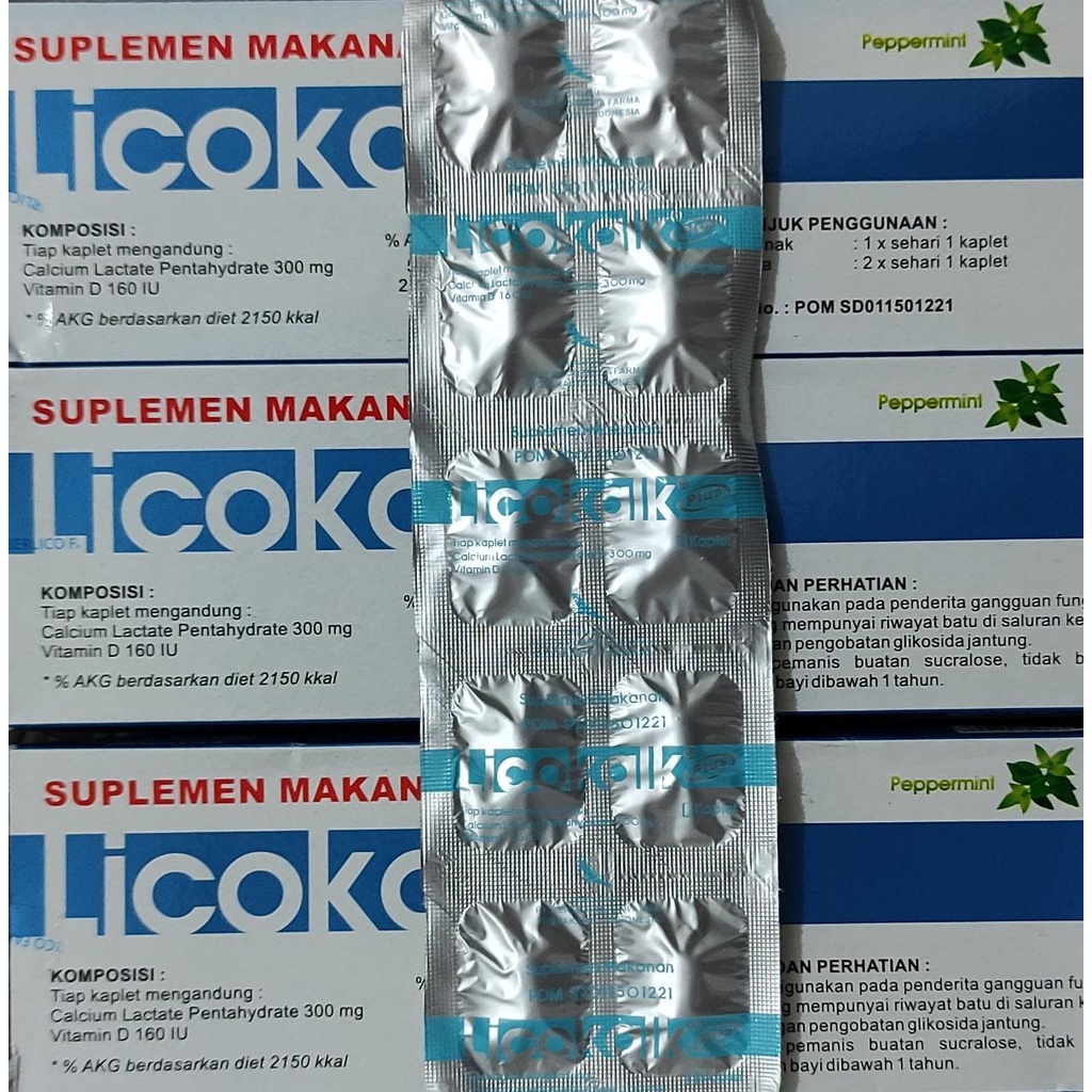 Licokalk Plus 10 Kaplet / Vitamin Tulang dan Gigi / Kebutuhan Kalsium plus vitamin D