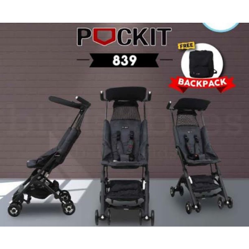 Stroller Pockit 839 Black Denim (sewa)
