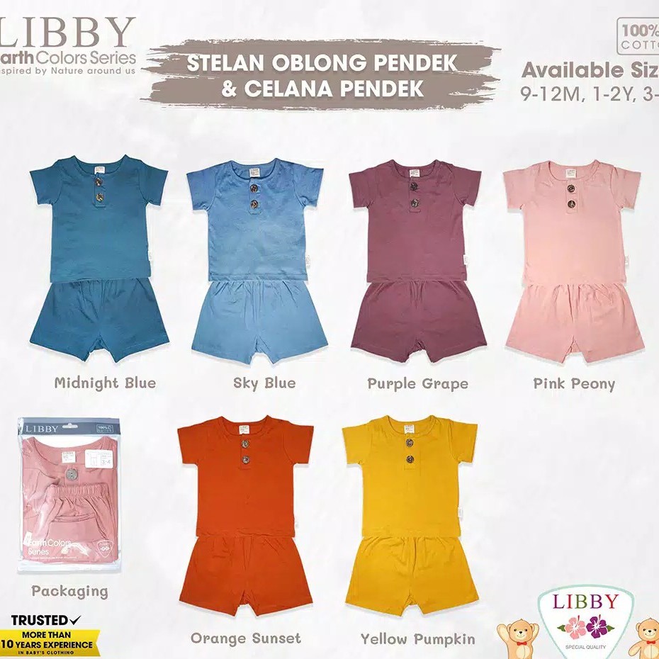 LIBBY EARTH SERIES Setelan Piyama anak Baju anak Oblong PENDEK- Celana PENDEK