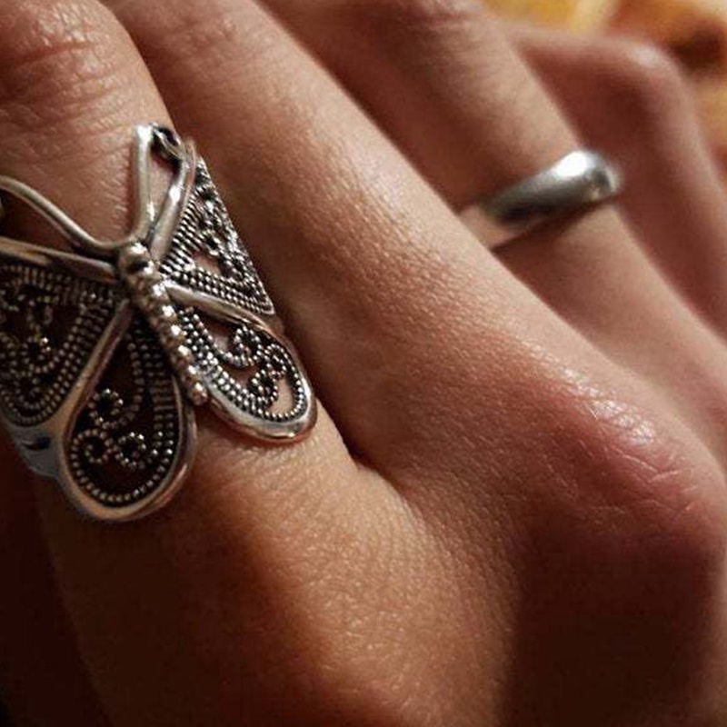 Butterfly Cincin Desain Kupu-Kupu Filigree Bahan Sterling Silver 925