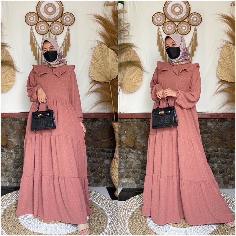 GAMIS DELISA ONETONE/DRESS WANITA/BUSANA MUSLIM WANITA TERBARU/GAMIS KONDANGAN/GAMIS MEWAH TERMURAH RUBIAH