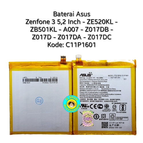 Baterai Batre Original Asus Zenfone 3 5,2 Inch ZE520KL ZB501KL A007 Z017DB Z017D Z017DA Z017DC C11P1