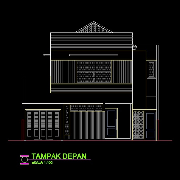 Desain Rumah 2 Lantai File DWG/Autocad Type 103 Borextour DRA2D-006