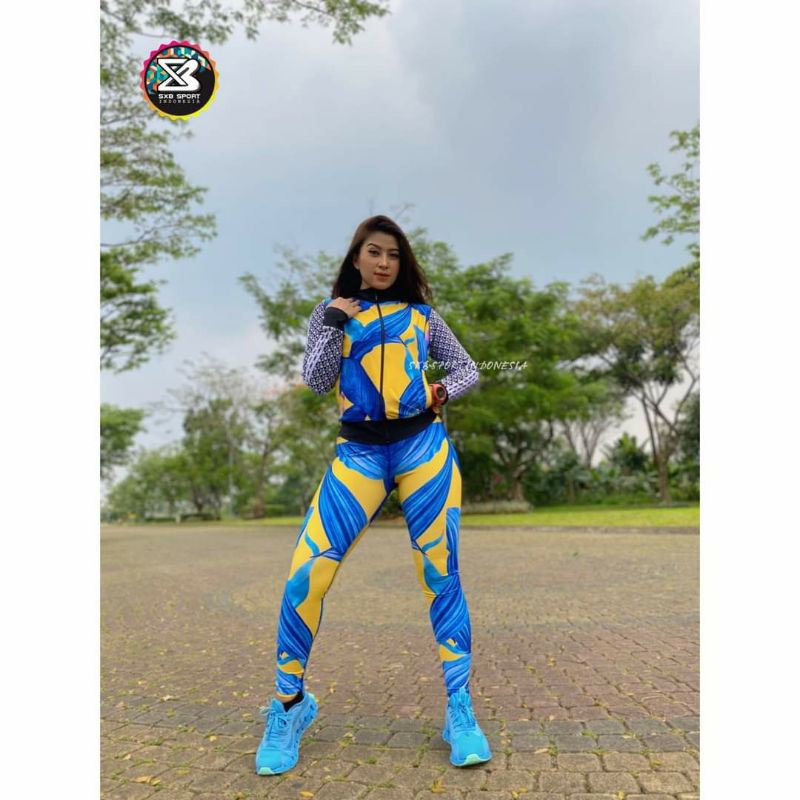 Sxb sport Indonesia yellow tropical  jaket dan legging