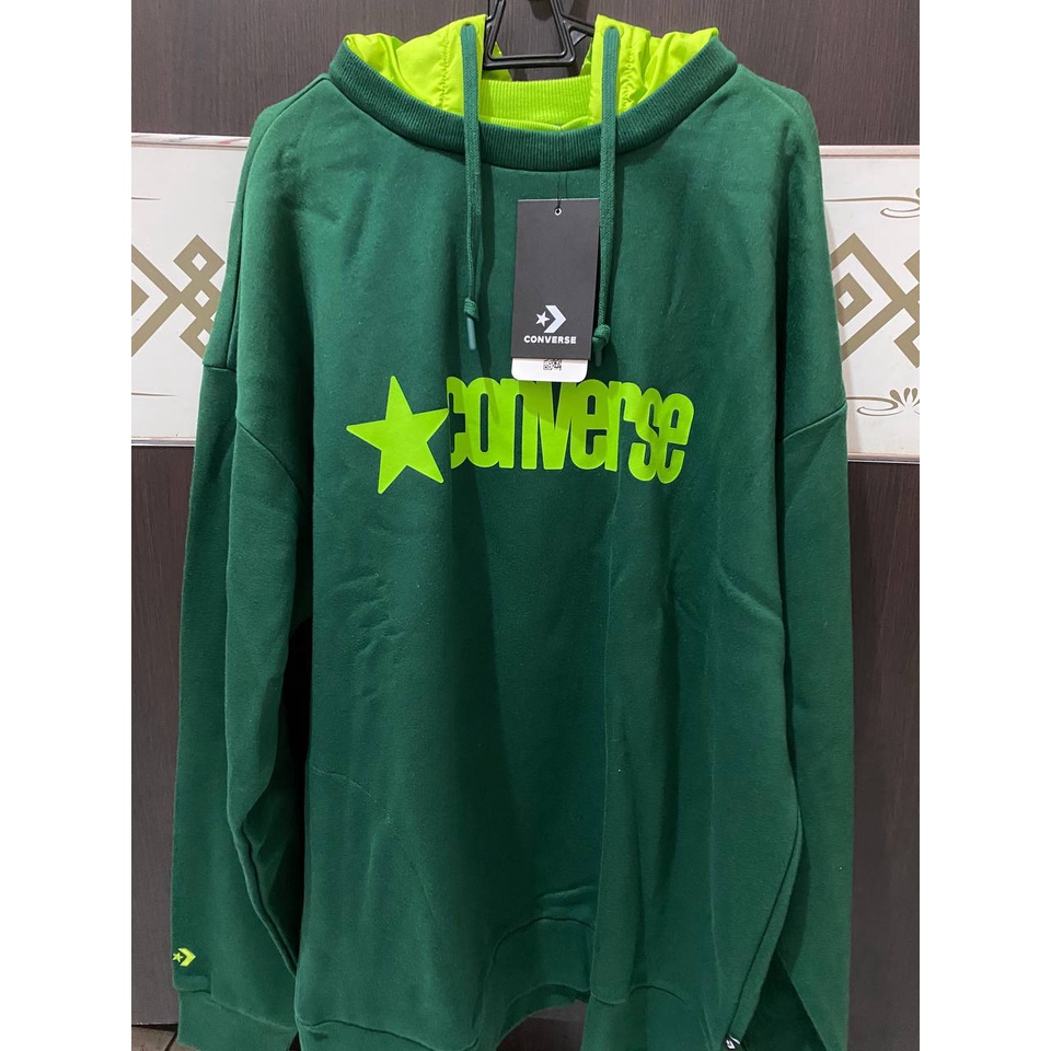 Hoodie jaket converse cowo hijau - L [ORIGINAL]