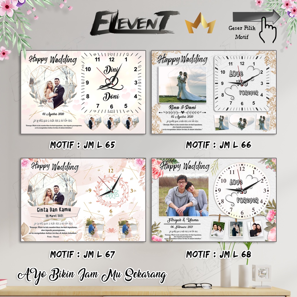 Hadiah Pernikahan Jam Dinding Custom Foto Unik Elegant Lucu Hadiah Ultah biografi anak Kado Happy Wedding UlangTahun Wisuda Nikah Biodata Bayi Birthday Sahabat Bingkai Photo MDF Gift Engagement Keluarga Anniversary Barakallah Fii umrik Graduation Murah-5