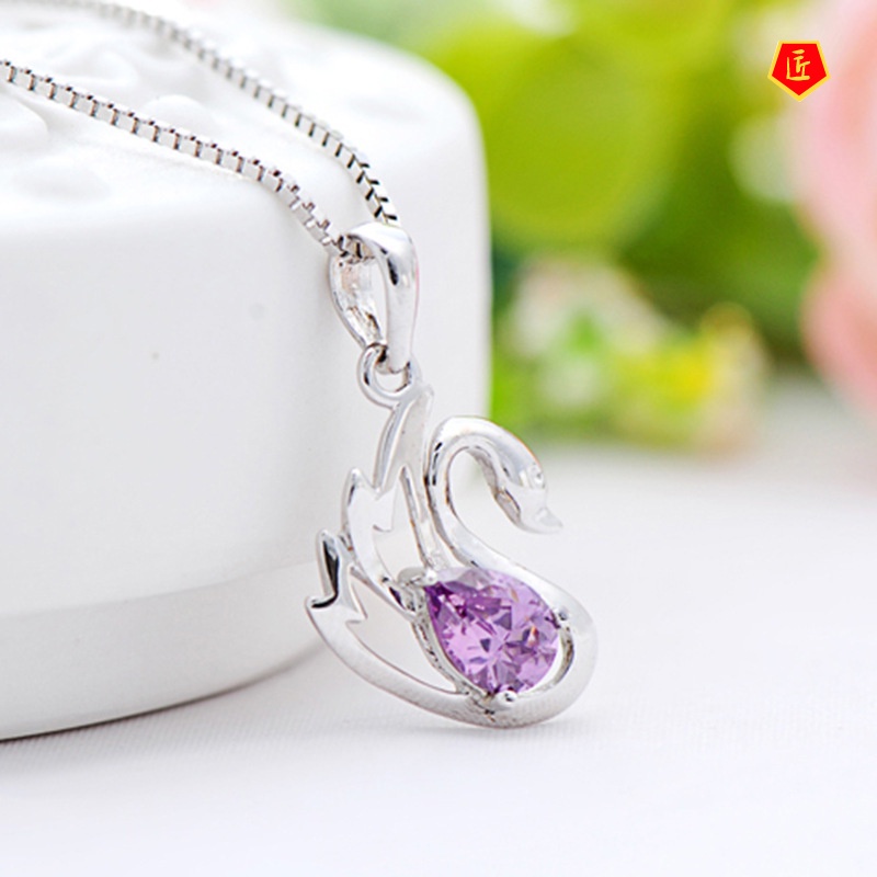 [Ready Stock]Crystal Swan Pendant Female Korean Fashion