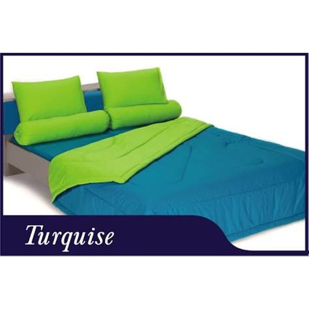 Bed Cover Polos Kombinasi Turquise Ukuran 120x200 Single