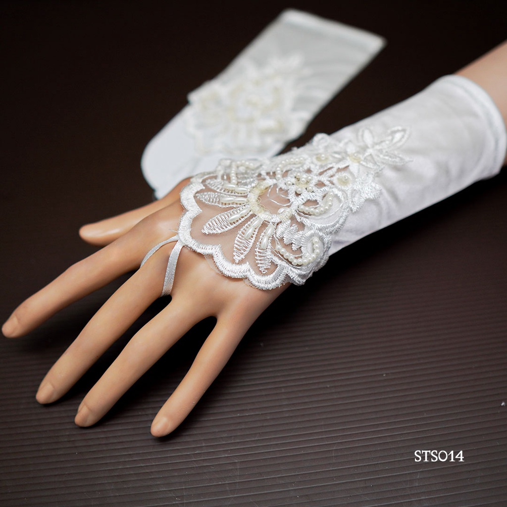 [TRUSTED] SARUNG TANGAN BROKAT WEDDING GLOVES BRIDAL AKSESORIS PESTA STS014