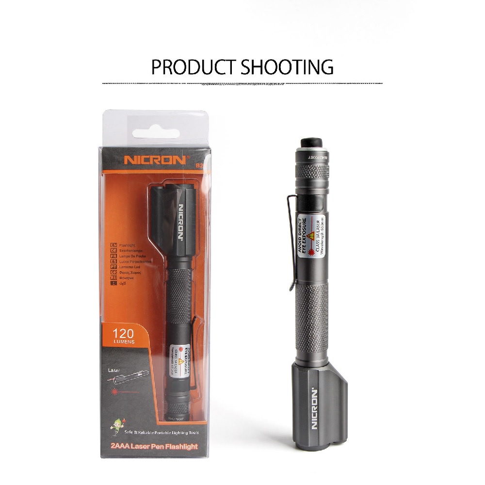 NICRON B24 - Laser Pen Flashlight - Senter 120 Lumens dengan Laser